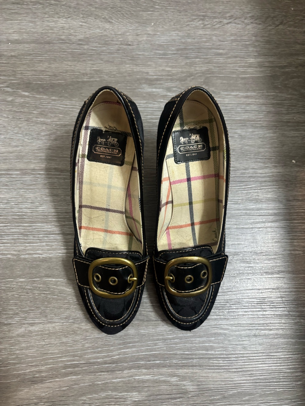Coach Black Quilted Leather Buckle Loafers